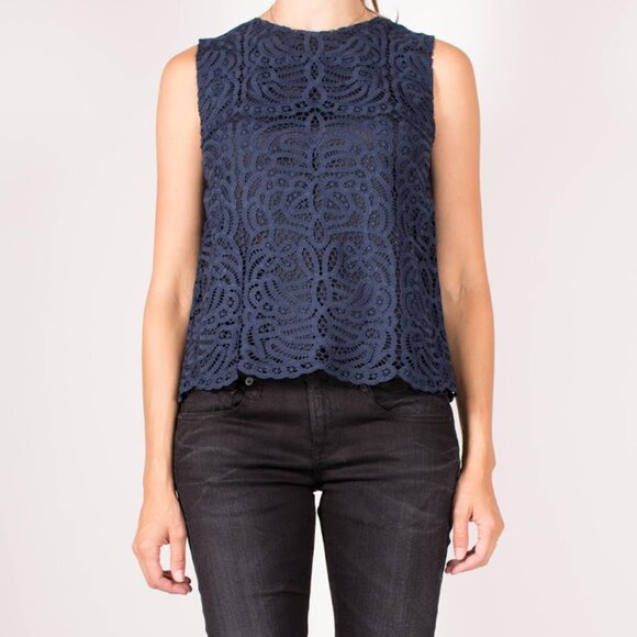 Jenni Kayne Sleeveless Navy Lace Top, size XS - Picture 1 of 5